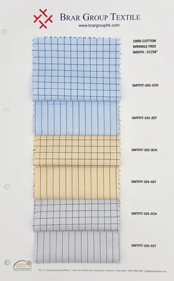 Poplin cotton shirting fabric swatch card by Brar Group