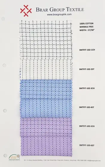 Poplin cotton shirting fabric swatch card by Brar Group