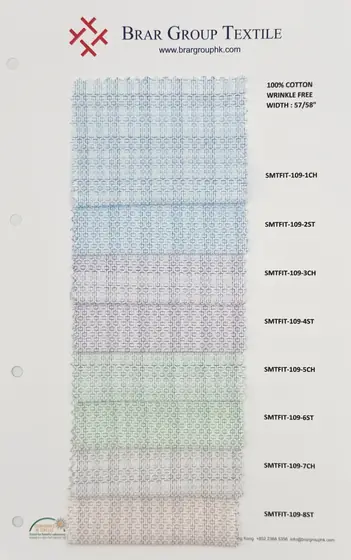 Herringbone cotton shirting fabric swatch card by Brar Group