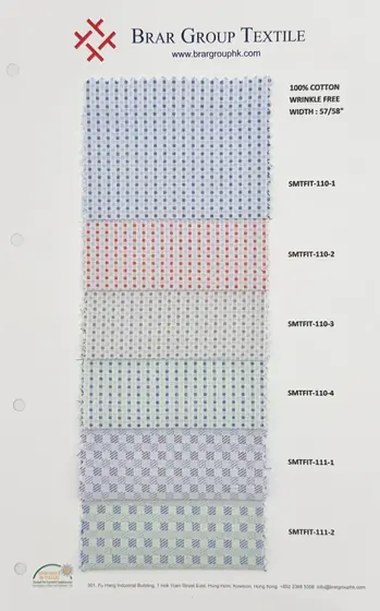 Checked shirting fabric swatch card by Brar Group