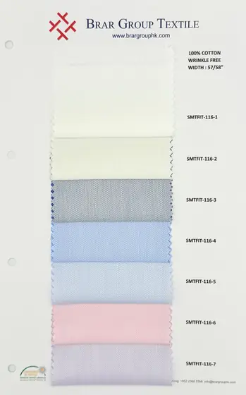 Oxford cotton shirting fabric swatch card by Brar Group